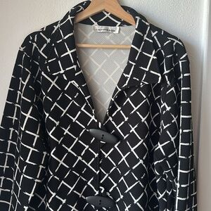 CAROLINE ROSE Oversized Black and White Jacket